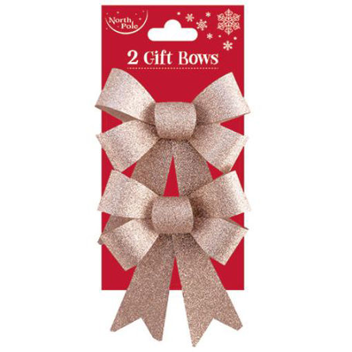 Picture of GLITTER BOW 2PK ROSEGOLD
